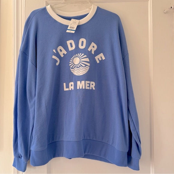 C&C California J'adore La Mer Sweatshirt Coastal Lagenlook - Picture 4 of 7